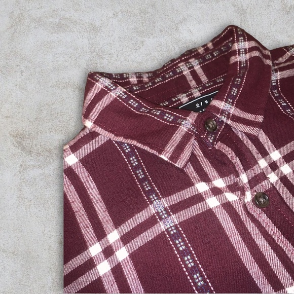 Men’s Burgundy Plaid Flannel - Picture 2 of 4